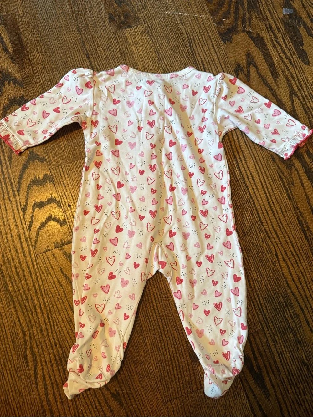 Kissy Kissy White Footed Pajamas with Pink Heart Print